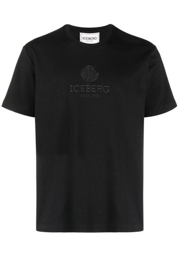 Iceberg logo-embroidered cotton T-shirt - Schwarz