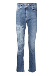 Iceberg watermark-print detail jeans - Blau