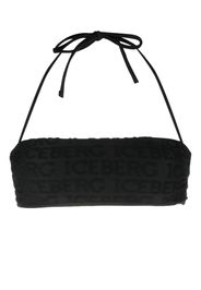 Iceberg logo-jacquard halterneck bikini top - Schwarz