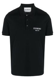 Iceberg logo-embroidered cotton polo shirt - Schwarz