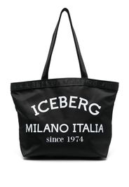 Iceberg logo-print shopping tote bag - Schwarz