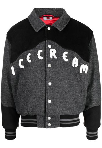 ICECREAM logo-embroidered varsity jacket - Grau