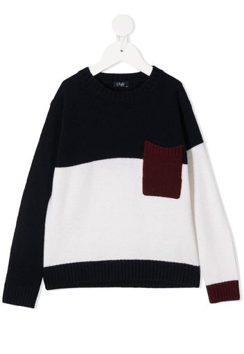 Il Gufo Pullover in Colour-Block-Optik - Blau