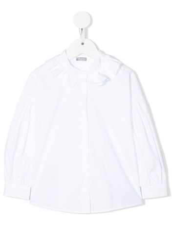 Il Gufo ruffled-collar poplin shirt - Weiß