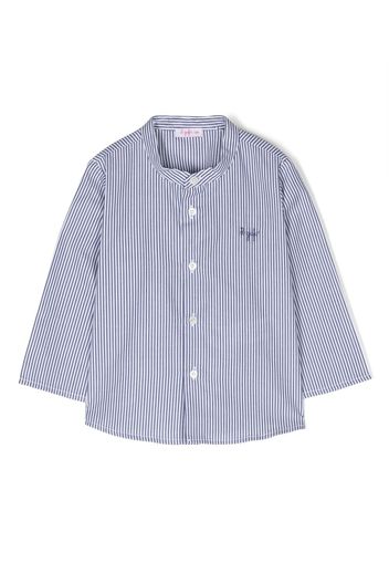 Il Gufo logo-embroidery striped shirt - Blau