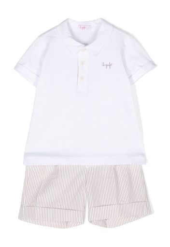 Il Gufo stripe-pattern polo shirt babygrow set - Nude