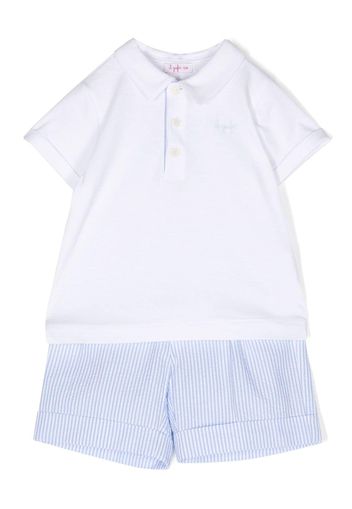 Il Gufo stripe-pattern polo shirt babygrow set - Blau