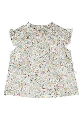 Il Gufo floral-print ruffle-detail blouse - Weiß