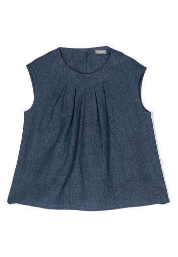 Il Gufo Ärmellose Bluse mit Raffungen - Blau