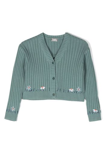 Il Gufo embroidered-flowers cropped cardigan - Grün