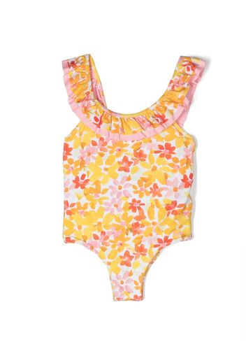 Il Gufo floral-print ruffled swimsuit - Orange