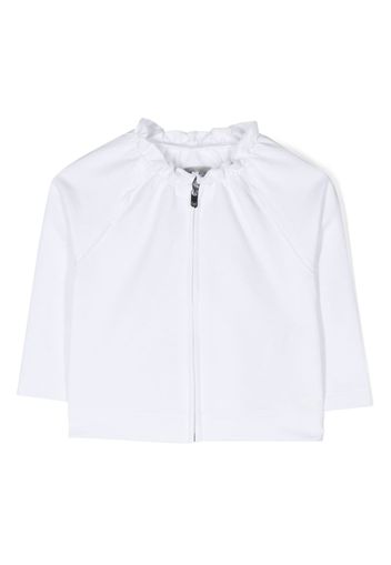 Il Gufo ruffle-trim zip-up jacket - Weiß