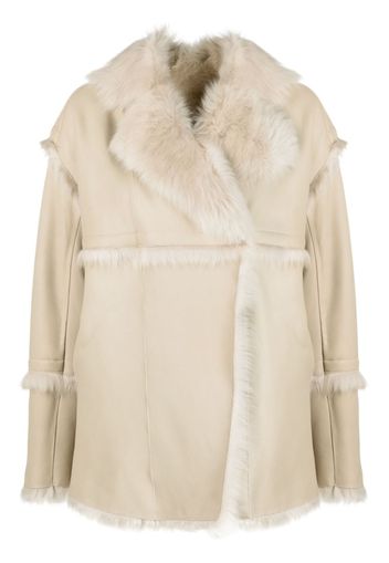 IRO off-centre sheepskin coat - Nude