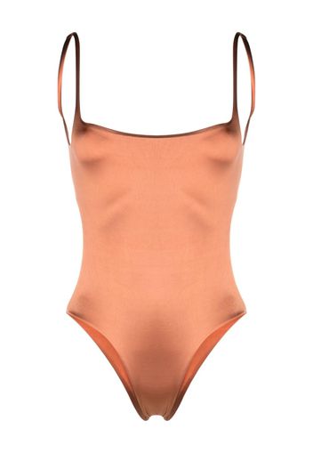 Isa Boulder backless satin one-piece swimsuit - Orange