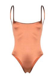 Isa Boulder backless satin one-piece swimsuit - Orange