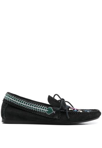 Isabel Marant embroidered suede loafers - Schwarz