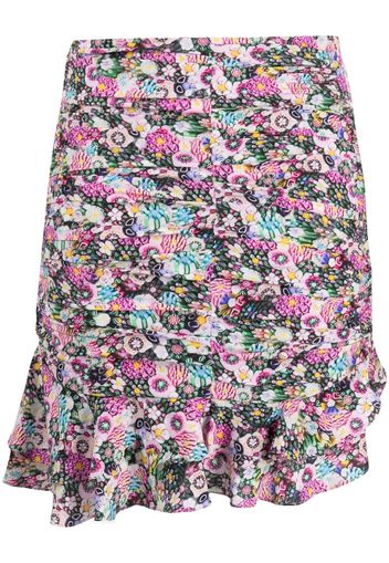 Isabel Marant Milendi floral-print ruched mini skirt - Rosa