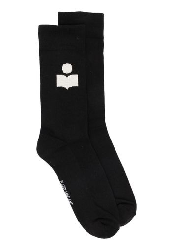 Isabel Marant Socken mit Intarsien-Logo - Schwarz