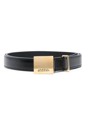 ISABEL MARANT Lowell engraved-buckle leather belt - Schwarz