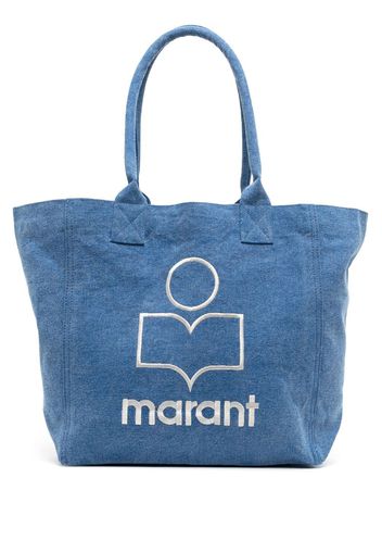 Isabel Marant logo-embroidered denim tote bag - Blau