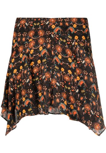 ISABEL MARANT floral-print asymmetric skirt - Schwarz