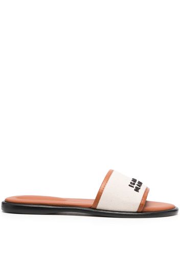 ISABEL MARANT Vikee logo cotton slides - Nude