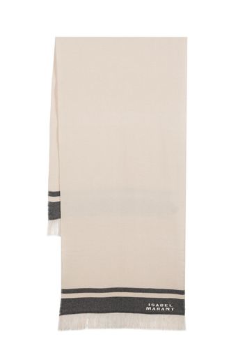 ISABEL MARANT logo-embroidered knit scarf - Nude