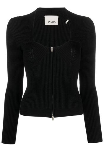 ISABEL MARANT ribbed-knit scoop-neck cardigan - Schwarz