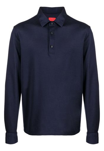 Isaia Fein gestricktes Poloshirt - Blau