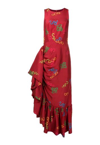 Isolda Seidenkleid mit Ariel-Print - Rot