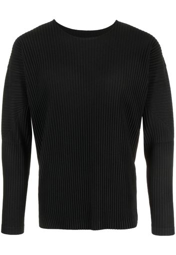 Issey Miyake plissé long-sleeve T-shirt - Schwarz