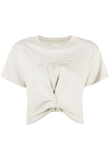 izzue Cropped-T-Shirt mit Stickerei - Grün