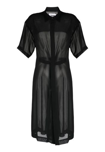 izzue semi-sheer midi shirtdress - Schwarz