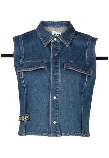 izzue button-up denim waistcoat - Blau