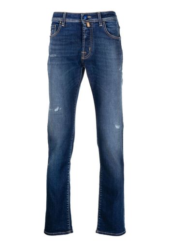 Jacob Cohën logo-embroidered distressed jeans - Blau