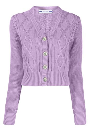 Jacob Cohën logo-embroidered cable-knit cardigan - Violett