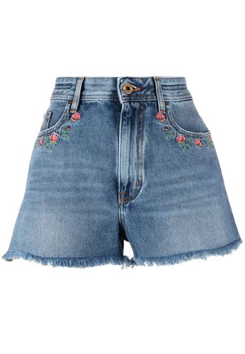 Jacob Cohën floral-embroidered denim shorts - Blau