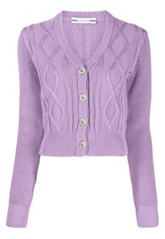 Jacob Cohën logo-embroidered cable-knit cardigan - Violett