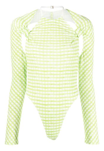 Jacquemus check-print cut-out bodysuit - Grün