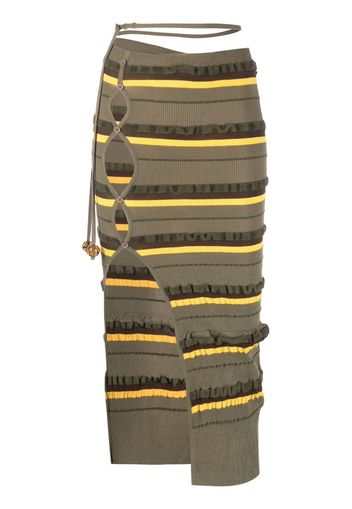 Jacquemus ribbed-knit striped midi skirt - Grün