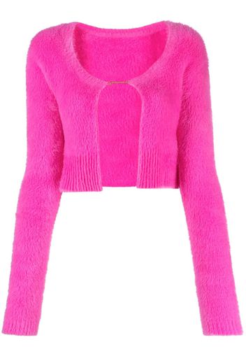 Jacquemus La Maille logo-charm cropped knitted cardigan - Rosa