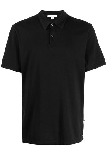 James Perse Jersey-Poloshirt mit Wildlederoptik - Schwarz