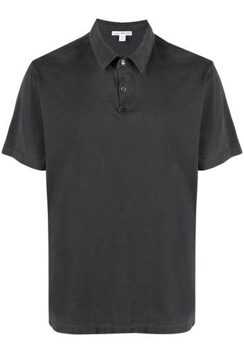 James Perse Jersey-Poloshirt mit Wildlederoptik - Grau