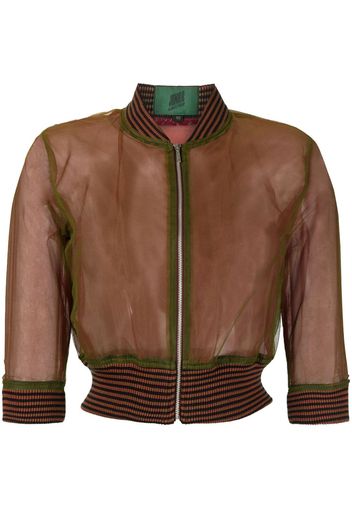 Jean Paul Gaultier Pre-Owned 1980s striped edges sheer bomber jacket - Braun