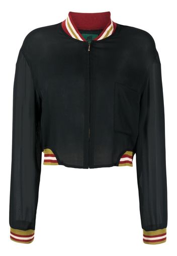 Jean Paul Gaultier Pre-Owned 1980s striped edges sheer bomber jacket - Schwarz
