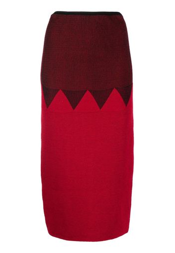Jean Paul Gaultier Pre-Owned 1987 zigzag knit midi skirt - Rot