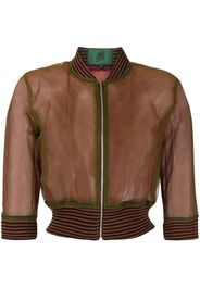 Jean Paul Gaultier Pre-Owned 1980s striped edges sheer bomber jacket - Braun