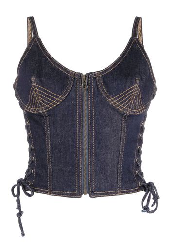 Jean Paul Gaultier contrast-stitching denim corset top - Blau