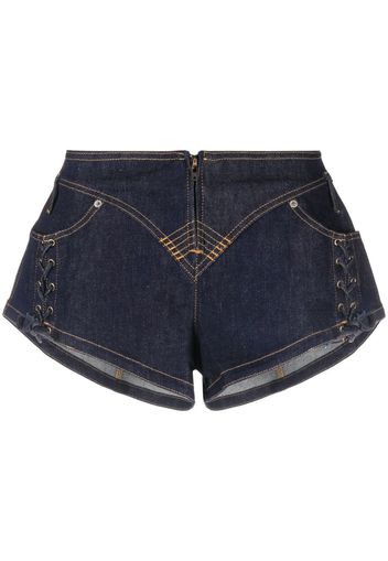 Jean Paul Gaultier Jeans-Shorts mit Schnürung - Blau