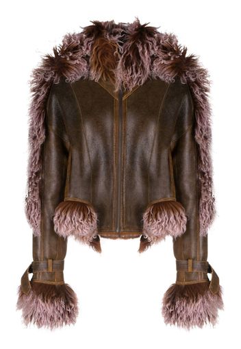 Jean Paul Gaultier x KNWLS shearling-trim leather jacket - Braun